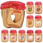 POPGIFTU 50 Kraft Paper Candy Jar Valentine Cards Set Personalization Kid's Valentine Cards, Valentine Exchange Cards for School Class Classroom Valentines (Candy Not Included)
