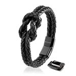 Bracelet en cuir noir 20cm femme en cuir véritable avec boîte cadeau Bracelet noeud bijoux femmes bracelets bracelet petite amie soeur fille partenaire cadeaux couple couple maman mère femme