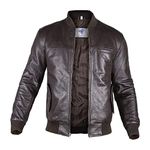 SF FASHIONS Mens Leather Bomber Jacket – Real Lambskin Leather Bomber Jackets For Men, Dark Brown, Medium