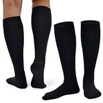 2 Pairs Compression Socks for Women Men Medical Compression Stockings Flight Socks for Women Men 15-20mmHg for Travel Nurses Running Sport (XL(11.5-14.5))