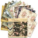 BLEDS Scrapbook Paper Pack 6x6, 24 Sheets Vintage Scrapbooking Paper Floral Paper One Single-Side Decopodge Paper Supplies For Layout Junk Journal Card-Making Decorative Background Ephemera
