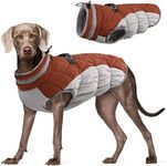 FUAMEY Warm Dog Jacket, Winter Coat with Padded Fleece, Reflective Vest, Built-in Harness, Waterproof Windproof Snow Jacket, Brown XXX-Large