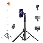 Phone Tripod, 69" Tripod for Phone, Selfie Stick Tripod Stand for Recording Video Photo Vlog, Travel Cell Phone Tripods with Remote Phone Holder, Compatible with iPhone Samsung Smartphone