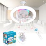 Enclosed Ceiling Fan with Light and Remote,6 inch E27 50W RGB Colorful Bedroom Aroma Dimmer Fan for Bedroom Living Room Party Family Summer Gift (Style 2)