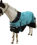 Majestic Ally 600 D Ripstop Nylon Horse Turnout Blanket with Waterproof, Heavyweight Coverage, Rain and Weather Resistant for Fall, or Cold Winter Weather, 250 GSM Fill (Turquoise Black, 76 - Inch)