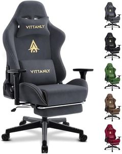 Vittanly Gaming Chair, Ergonomic Computer Chairs with Headrest and Lumbar Support, PC Chair with Adjustable Armrests Footrest for Gaming or Office, Grey