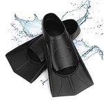 Toplive Swim Training Fins,Silicone Swimming Flippers with Mesh Bag for Swimming for Kids Women Size M-Black Size M-BK