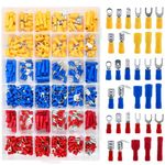 Crimp Connectors 600PCS, 12V Auto Electrical Connectors 0.5-6.0mm², Male Female Spade Connectors Kit, Crimp Spade Bullet Cable Ring Insulated Wire Connectors Crimp Terminal Connector, Cable Connectors