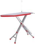 Amazon Basics X-Large Foldable & Adjustable Ironing Board for Home with Aluminised Ironing Surface (Silver & Red) (133X40X92 cm)