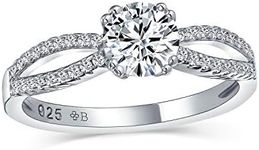 Personalize Delicate Round Brilliant Cut Solitaire AAA CZ Engagement Ring For Women .925 Sterling Silver Promise Pave Split Infinity Band Customizable