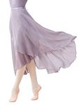 Daydance Grey Women Long Ballet Skirt Chiffon Dance Wrap Skirt Ankle Length