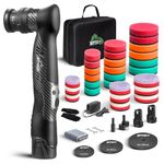 BATOCA S5 Cordless Mini Car Polisher Buffer Sander Dual Action Rotary Small Polishing Machine for Car Detailing Polish 1/2/3inch Polishing Pads Kit with 2X 12V Battery Varaible 6 Speeds 2000-5500RPM