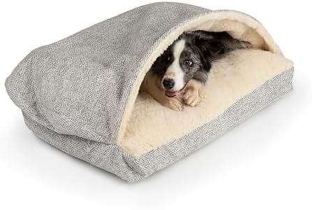 Snoozer Rectangle Cozy Cave Dog Bed - Indoor Dog Bed with Cover Cave, Covered Calming Burrow for Large Sized Pets with Blanket Attached, Enclosed, Washable Cover - XL, Palmer Dove