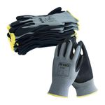 NITREX 270E Work and Safety Gloves, Bag of 10 Pairs - General Handling Gloves with Polyester Liner and Foam Nitrile Palm Coating in Grey, Size 8