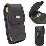 AIScell Carry Case Holster for Moto G Play (2023)(2024),G Power(2024),Moto g 5G (2024),(2023), Edge+(2022)(2023),G Stylus 5G(2023)(2024),G Pure,Rugged Black Nylon Pouch Metal Belt Clip Case