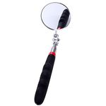 Automotive Telescopic Inspection Mirror Round Handle Mechanics Mirror Tool Stainless Steel Universal Folding Telescopic Round Mirror for Mechanics Cars maintenance 50mm Diameter,Black,Length15-68.5cm