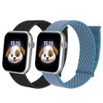 BlackPro for Kids Apple Watch Band, Breathable Soft Nylon Loop Strap for Boy Girl, Compatible with iWatch Series 8/7/6/5/4/3/SE/SE2 38mm 40mm 41mm & 42mm 44mm 45mm (Black&SeaBlue, 38/40/41mm)