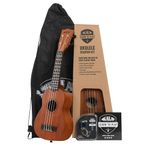 Kala Official Learn to Play Ukulele Soprano Starter Kit, Satin Mahogany “ Includes online lessons, tuner app, and booklet (KALA-LTP-S)