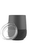 Ello Clink Vacuum Insulated Stainless Steel Tumbler - Wine Glass with Silicone Protection Coaster, 12oz, Graphite