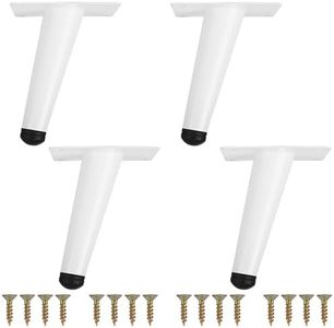 BELLE VOUS (4 Pezzi Piedi Metallo Bianchi per Mobili - 10 cm - Piedini Mobili Antiscivolo di Ricambio per Mobili, Divani, Tavoli/Scrivanie, Sedie e Letti