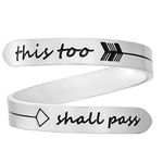 Vrycot Adjustable silvery Inspirational Stainless Steel Adjustable Bands Cool Stacking Opening Gift for Women Statement, Stainless Steel,Titanium,Silver, No Gemstone