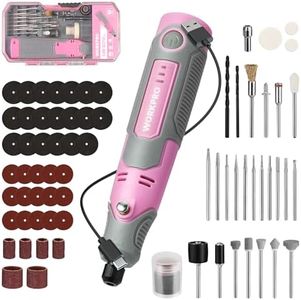 WORKPRO Cordless Rotary Tool Kit with 71pcs Accessories, 3 Variable Speeds, USB Rechargeable Mini Rotary Tool for Engraving, Sanding, Polishing, Carving, Cutting, DIY Crafts - Pink Ribbon