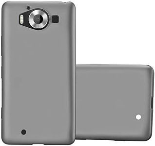 Cadorabo Case Works with Nokia Lumia 950 in Metallic Grey - Shockproof and Scratch Resistant TPU Silicone Cover - Ultra Slim Protective Gel Shell Bumper Back Skin