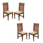 RSFURNITURE Wooden Dining Chairs Only | Wooden Dining Chairs | Dining Room Furniture with Cushions | Dining Chair Set of 4 | Study Chair with Cushion for Dining Honey