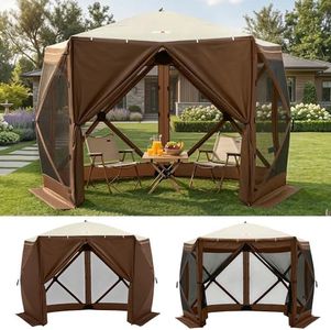 Overmont Pop up Gazebo Screen Tent - Large Instant Screen House Tent with Netting Removable Wind Cloths Dual Open Door Skylight - Portable Outdoor Screened Shelter for Camping Backyard Patio Parties