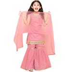 Adiva Georgette Kids Foil Print Sleeveless Kurta Sharara Set For Girls (G-1031-Rani-30)