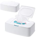 Funmo 2 pcs wet wipe dispenser,wet wipes box with lid,wet wipe holder,moist toilet tissue box,baby wipes dispenser box for Home, Office and Car