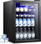 Kismile 2.6 Cu.ft Beverage Refrigerator and Cooler, 95 Can/24 Bottle Mini Fridge Glass Door,Digital Temperature Display for Soda or Beer, Small Drink Dispenser Cooler for Home, Office or Bar(Black)