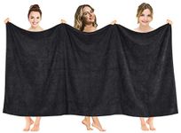 American Soft Linen Oversized Bath Sheet 40x80, Jumbo Large Bath Towels for Bathroom, 100% Ringspun Cotton Bath Sheet for Adults, Bath Sheets Towels, Black Bath Sheet