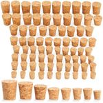 80-Pcs Small Cork Stoppers for DIY Crafts, Jars and Bottles, Replacement Mini Tapered Cork Plug Tops, Great for Bar, Restaurant, Home Use (8 Assorted Sizes) Bulk Pack