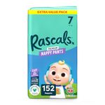 Rascals CoComelon Nappy Pants丨Size 7丨Total 152 Nappies丨UltraFlex 360™ Waistband丨Softness Using AirSpun丨breathable Feather-Soft