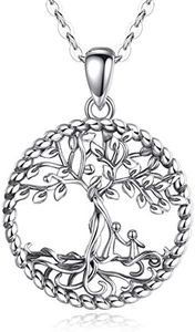 AEONSLOVE Collar Árbol De La Vida De Plata De Ley 925 Colgante de Amor Familiar para Mujer Mamá Hija Joyería Regalo del Día de la Madre, Cadena de 45,7cm