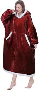 Kipswiza Oversized Wearable Blanket Soft Warm Sherpa Fleece Hoodie Blanket Big Thick Hooded Sweatshirt for Adults Women Men, Long( Wine/Sherpa), Adult/Long