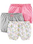 Simple Joys by Carter's Girls' 3-Pack Bloomer Short, Pink/Grey/Floral, 18 Months