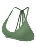 YEOREO Workout Sports Bras for Women Padded Strappy Open Back Gym Bra Lorelie Light Impact Criss Cross Yoga Crop Top Dark Green M