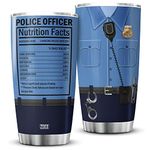 ZOXIX Police Officer Nutrition Facts Tumbler Stainless Steel Cup 20oz Policeman Gifts Insulated Coffee Mug First Responder Correctional Officer Law Enforcement Gifts For Cops Men