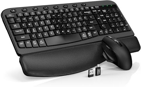 Wireless Keyboard and Mouse Combo, Ergonomic Wave Keys, Cushioned Plam Rest, Comfortable Silent Natural Typing, 2.4G Lag-Free, Full Size Keyboards Cordless Set for Multi-OS, Windows/Mac -SABLUTE