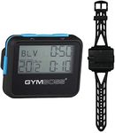 Bundle - 2 items: 1 Gymboss Interval Timer and Stopwatch + 1 Gymboss Watch Strap (Black w/ Blue Buttons One Size Fits All)