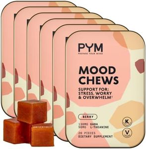 PYM Berry Mood Chews Support for Stress, Worry & Overwhelm, 120 Count - 130mg GABA, 90mg L-Theanine - Vegan, Non-GMO, Gluten-Free, No Added Sugar - All-Natural Mood Balance Supplement Made in USA!