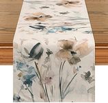 LOMOHOO Table Runners Spring Floral Table Runner 13x94 Inches Seasonal Burlap Table Runner for Dining Table Decor Home Bridal Shower Vintage Party Decoration(32x240cm)