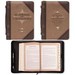 Bible Cover Classic Brown Two-tone Strong & Courageous Josh. 1:9