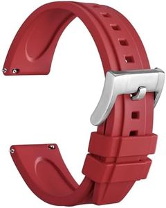 WOCCI 20mm Hevea Watch Strap, FKM Rubber (Not Silicone), Quick Release Replacement Band for Men, Silver Buckle (Red)