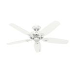 Hunter Fan Company 53240 Builder Elite Indoor Ceiling Fan with Pull Chain Control, 52", Snow White Finish