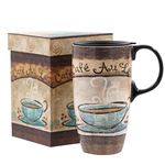 Ceramic Mug with Sealed Lid Coffee Cup with Matching Box,17oz.Coffee Latte Mug