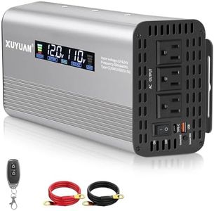 1500W Pure Sine Wave Inverter (3000W Peak), 12V/24V Auto-Detect, 50Hz/60Hz Switchable, LCD Display, Type-C Fast Charging, Silent Design, Overload & Overheat Protection for RV, Home