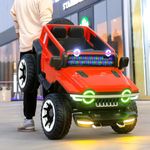 Toyify Driving Thar 4x4 Jeep for Kids 1-8 Yrs | Battery Operated Car, Electric Car Ride on | Loading Capacity 80 Kg | Bluetooth, Wheel Lights, Music | Remote Control, Manual Steering, Mobile App (Red)